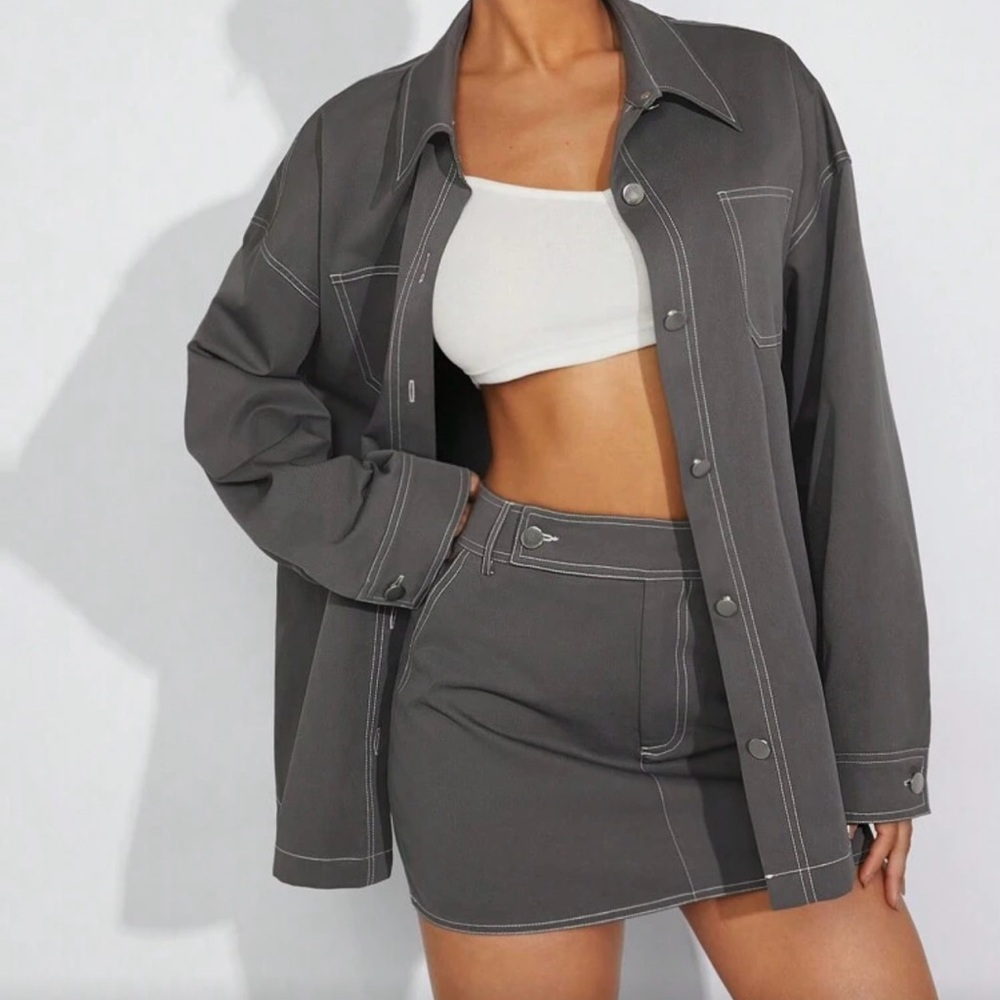 & Other Stories Charcoal Jean Jacket and Skirt Set